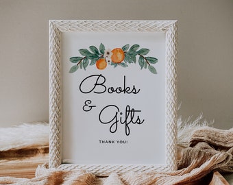 Cutie Baby Shower Gifts Sign Printable Books and Gifts Table Sign Orange Baby Shower Books for Baby Sign Little Cutie Shower Ideas Boy Girl
