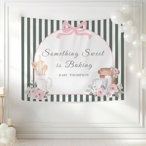 Coquette French Bakery Baby Shower Banner Cafe Bebe French Patisserie Decor Pink Paris Bistro Backdrop French Cafe Baby Shower Wall Decor