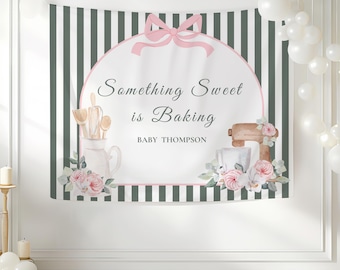 Coquette French Bakery Baby Shower Banner Cafe Bebe French Patisserie Decor Pink Paris Bistro Backdrop French Cafe Baby Shower Wall Decor