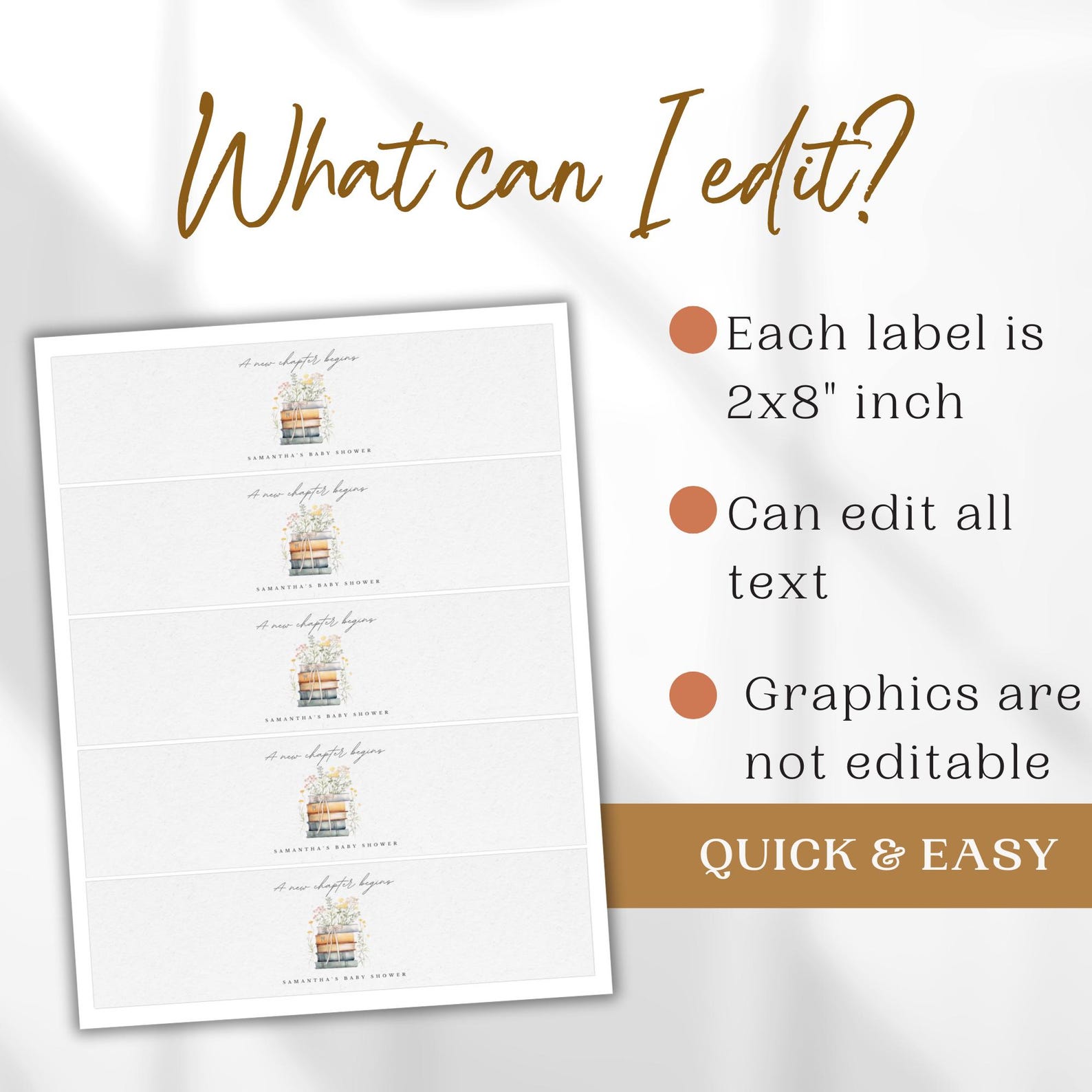 Editable New Chapter Baby Shower Water Bottle Labels A New Chapter ...