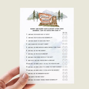 National Park Baby Shower Game Mommy or Daddy Printable Guess Who Baby Shower Game National Park Baby Shower Game Ideas Woodland Baby Shower