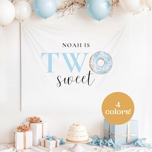 Toile de fond deux beignets sucrés, décoration de 2e anniversaire de fille