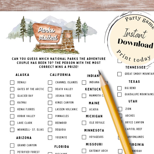 National Parks Checklist Template Etsy