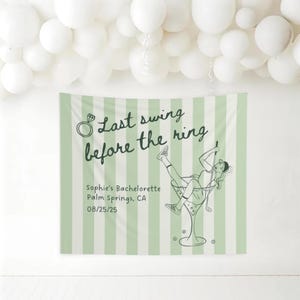 Last Swing Before The Ring Custom Banner Golf Bachelorette Welcome Sign Country Club Bach Photo Backdrop Golf Bachelorette Wall Tapestry