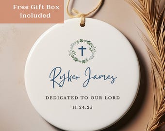Boy Dedication Ornament Personalized Dedication Gift Boy Christian Dedication Keepsake God Bless Baby Boy Christening Godparent Gift