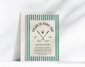 Invitación editable para el 40.º cumpleaños de golf, fiesta temática de golf para él, cumpleaños de golfista