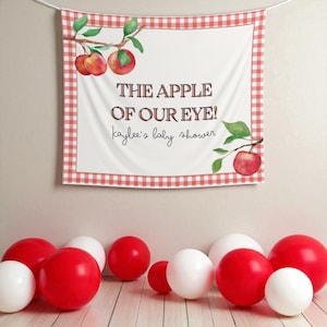 Fall Apple Baby Shower Custom Banner The Apple of Our Eye Sign Fruit Baby Shower Backdrop Gender Neutral Fall Baby Shower Idea Locally Grown
