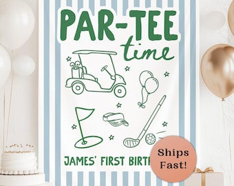 Hole in One First Birthday Party Banner Golf 1st Birthday Backdrop Golf First Birthday Welcome Sign Golf Theme Par-Tee Decor B68