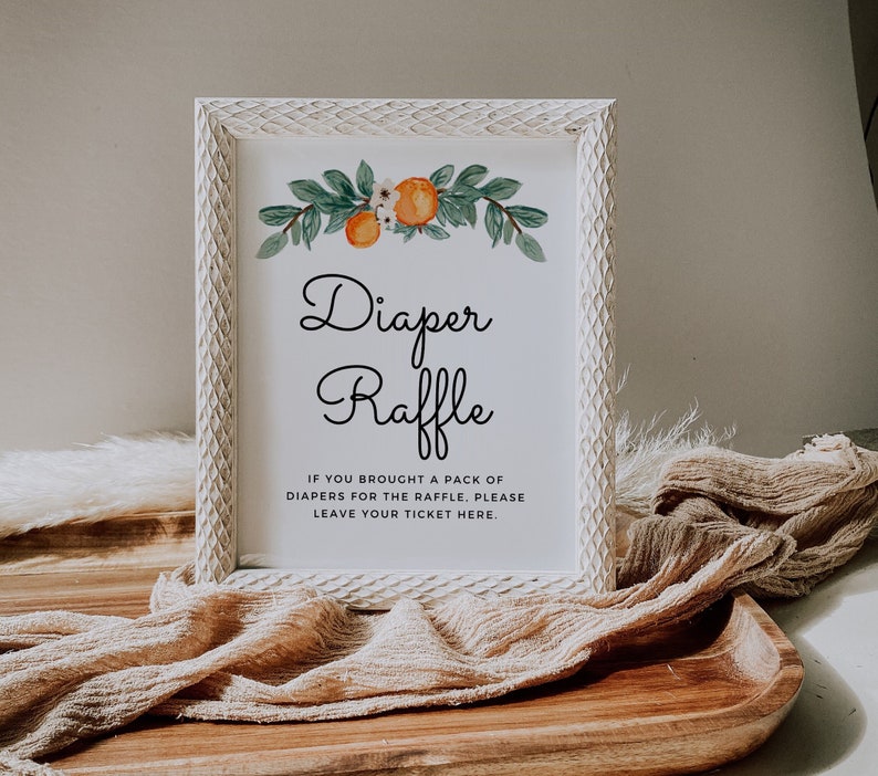 Cutie Baby Shower Diaper Raffle Printable Sign