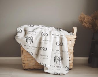 Western Wedding Gift Idea Personalized Blanket For Newlywed Western Couple Throw Blanket With Name Cowboy Anniversary Gift Ideas Custom