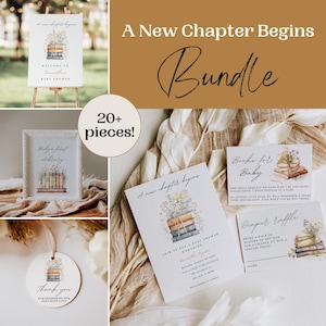 A New Chapter Begins Baby Shower Bundle Storybook Theme Invitation Set Gender Neutral Baby Shower Ideas Book Theme Shower Decor Printable