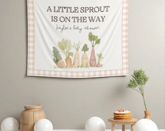 A Little Sprout Baby Shower Backdrop Locally Grown Baby Shower Custom Banner Gender Neutral Fall Baby Shower Ideas Vegetable Shower Sign B25