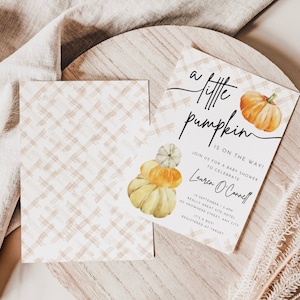 Editable Little Pumpkin Baby Shower Invitation Plaid Fall Baby Shower A Little Pumpkin Is On The Way Invitation Pumpkin Baby Shower Boy