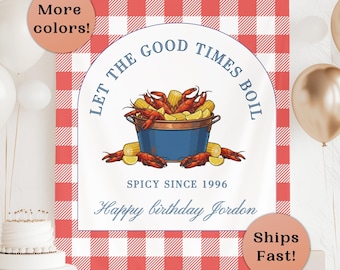 Crawfish Boil Birthday Party Banner Custom Louisiana Birthday Birthday Sign Cajun Theme Hanging Backdrop Let the Good Times Boil Tapestry