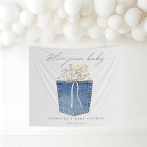 Blue Jean Baby Shower Custom Banner Denim Baby Shower Sign Country Shower Backdrop Gender Neutral Baby Shower Ideas Western Baby Sprinkle
