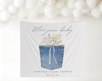 Blue Jean Baby Shower Custom Banner Denim Baby Shower Sign Country Shower Backdrop Gender Neutral Baby Shower Ideas Western Baby Sprinkle