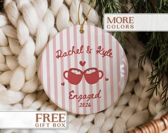 Personalized Engagement Ornament, Custom Engagement Christmas Ornament Gifts for Engagement Gifts for Newly Engaged Couple Keepsake Ornament