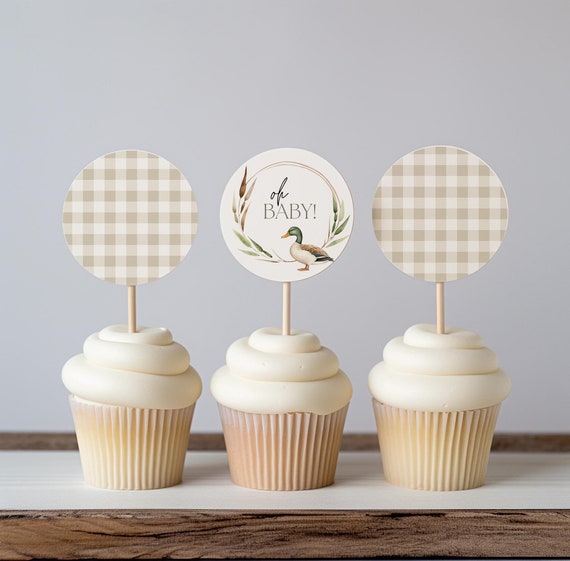 Printable Mallard Duck Baby Shower Cupcake Toppers Duck Hunting Theme Decorations For Baby Shower Fall Baby Shower Ideas Duck Cupcake Topper