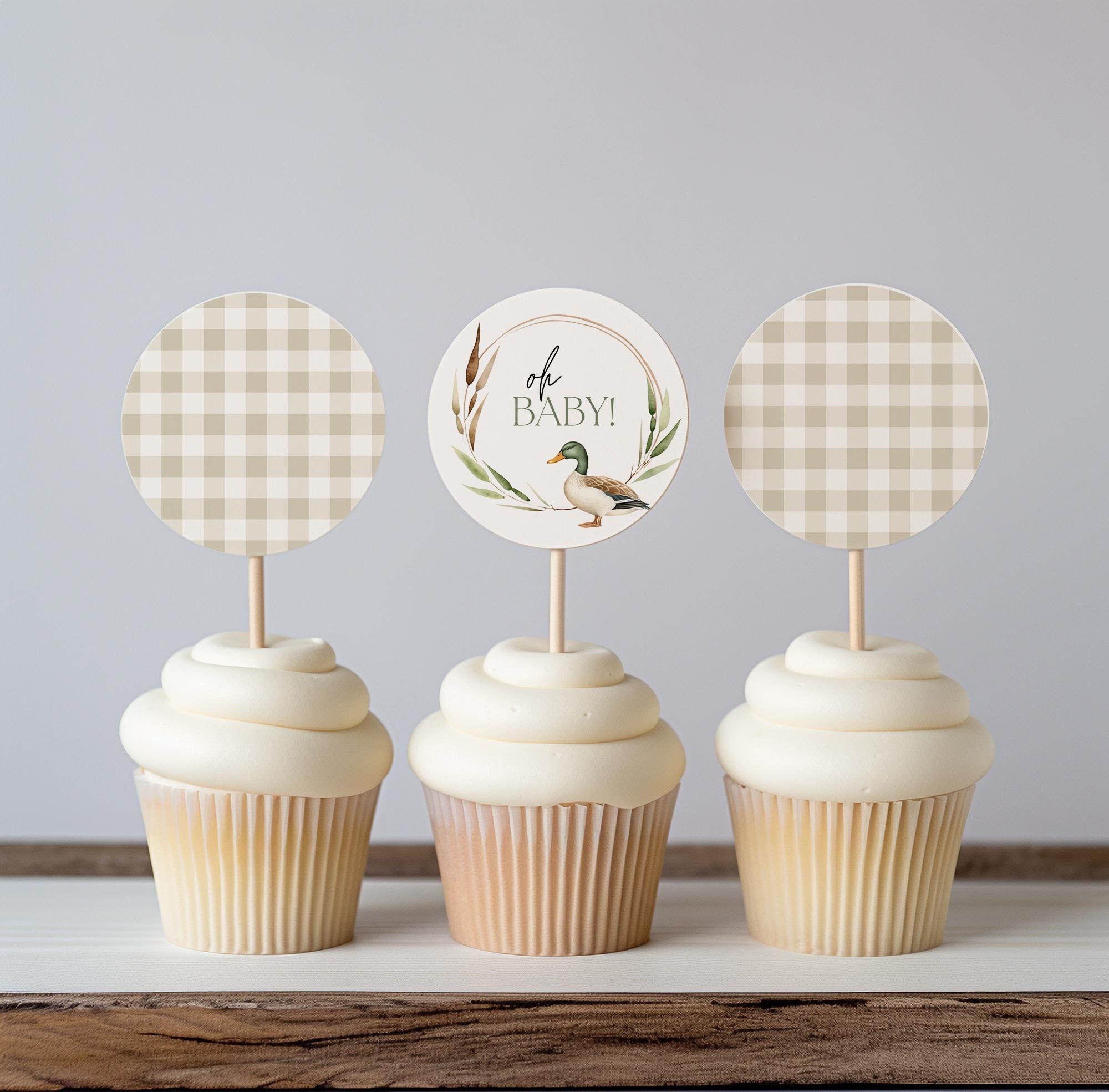 Printable Mallard Duck Baby Shower Cupcake Toppers Duck Hunting Theme Decorations For Baby Shower Fall Baby Shower Ideas Duck Cupcake Topper