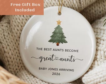 Custom New Great Aunt Christmas Ornament Promoted To Great Aunt Pregnancy Announcement Gift First Christmas As Great Aunt Custom Keepsake