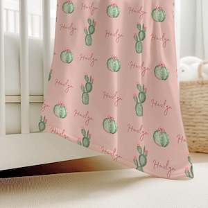 Cactus Name Blanket Boho Coming Home Blanket Girl Western Blanket Baby Shower Gift Cactus Nursery Decor Boho Baby Girl Blanket Personalized