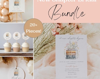 A New Chapter Begins Bridal Shower Bundle Storybook Theme Invite Template Book Bridal Shower Games Next Chapter Shower Decor Library Bridal