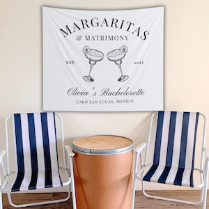 Personalized Margarita Bachelorette Party Beach Bachelorette Weekend Backdrop Margs and Matrimony Banner Final Fiesta Girls Trip Weekend