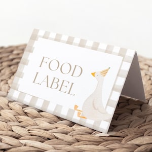 Silly Goose Birthday Food Label Template Goose 1st Birthday Food Table Decor First Birthday Buffet Label Silly Goose 1st Birthday Ideas
