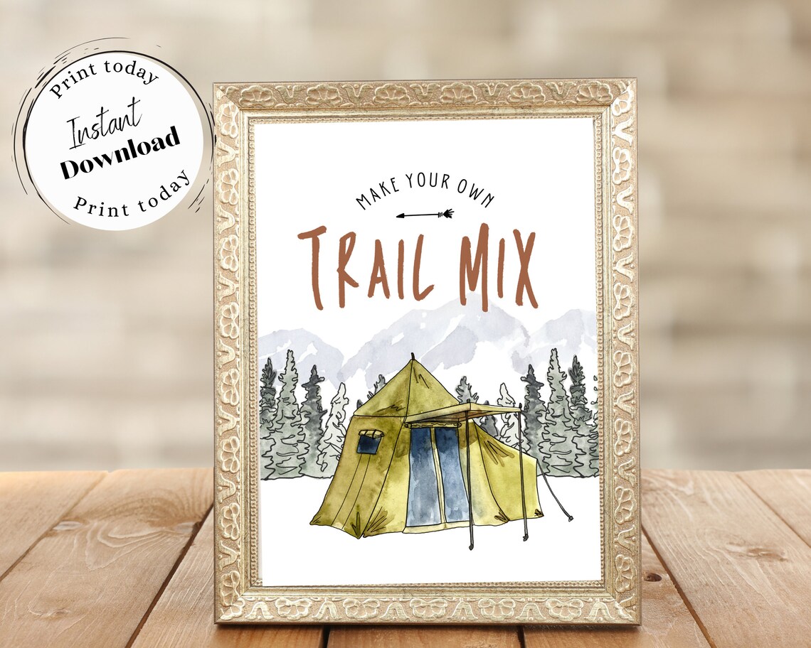 Printable Trail Mix Bar Sign Camping Themed Baby Shower | Etsy