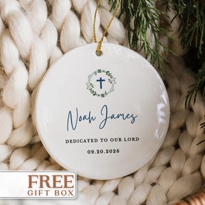 Boy Dedication Ornament Personalized Dedication Gift Boy Christian Dedication Keepsake God Bless Baby Boy Christening Godparent Gift