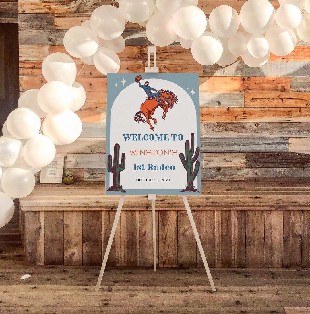 My First Rodeo Theme Sign Editable My First Rodeo Birthday Welcome Sign Cowboy 1st Birthday Ideas ...