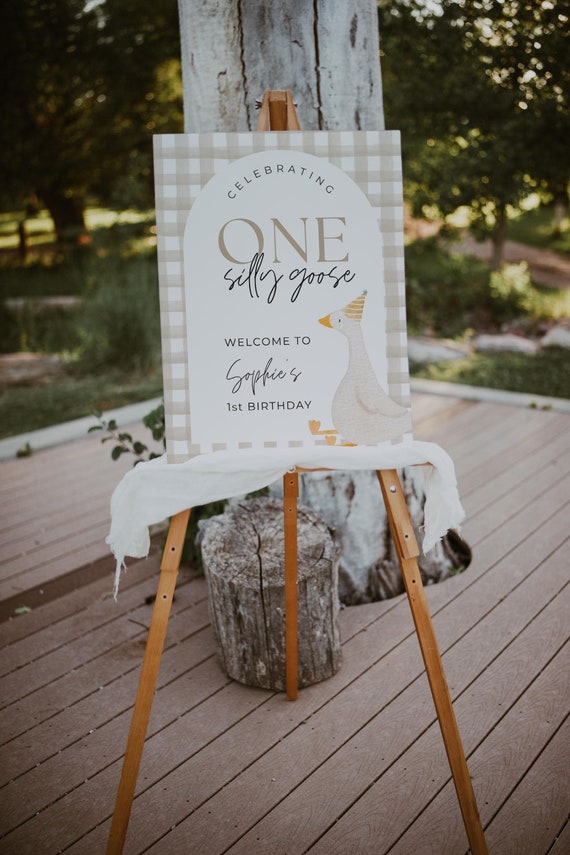 One Silly Goose Birthday Decor Editable Welcome Sign One Silly Goose Printable 1st Birthday Ideas Goose Theme Gender Neutral First Birthday