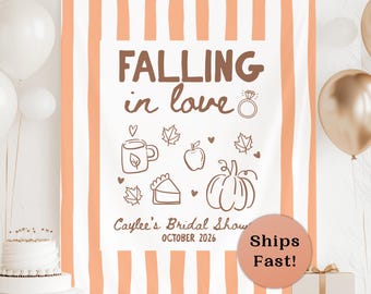 Fall In Love Banner Fall Bridal Shower Backdrop Autumn Bridal Shower Fall Engagement  Welcome Sign Falling In Love Tapestry