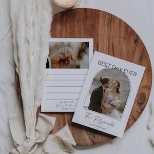 Bearbeitbare Hochzeit Dankeskarte Handschriftliche Notiz Moderne minimalistische Hochzeitsfoto Danke Karte Boho Hochzeit Danke Karte Vorlage