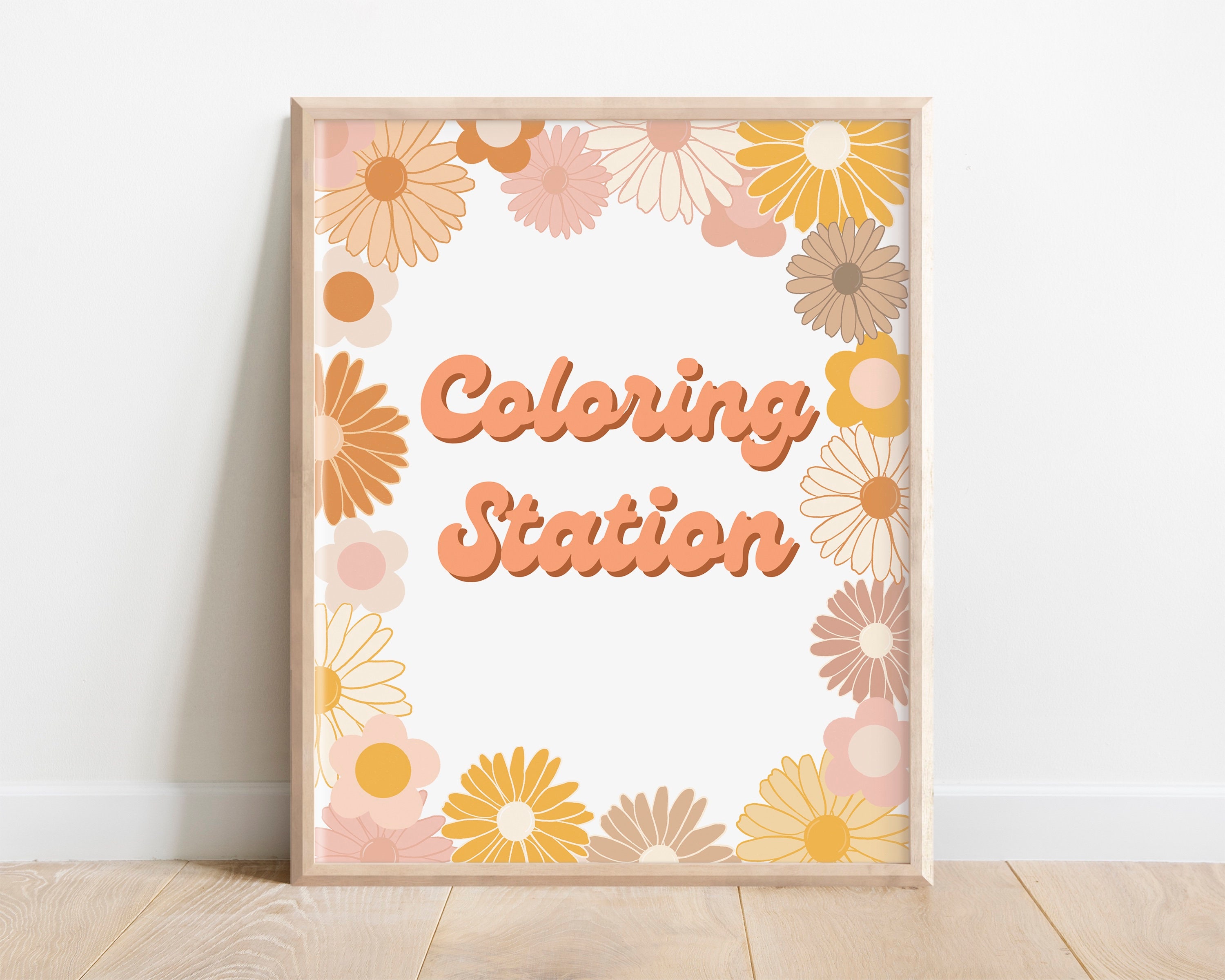 Printable Groovy Birthday Party Decor Groovy Coloring Station 70s Daisy  Food Table Sign Hippie Birthday Decoration Retro Daisy Birthday