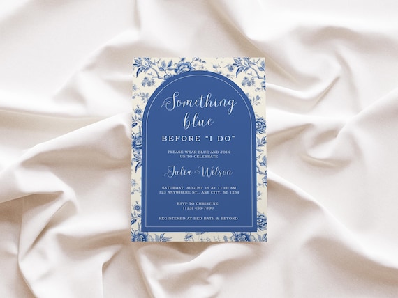 Editable Something Blue Before I do Bridal Shower Invitation Template Victorian Blue Bridal Invitation Vintage Floral Wedding Shower Toile