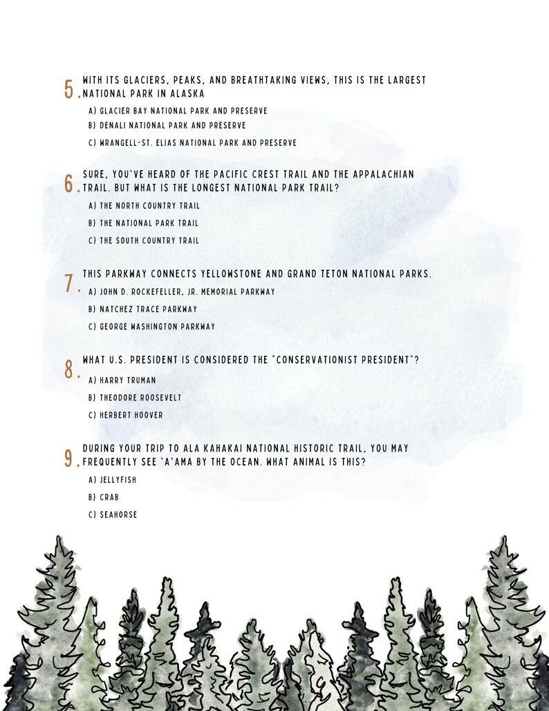 Printable National Park Trivia Game Adventure Baby Shower - Etsy