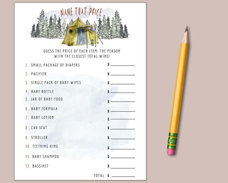 Printable Camping Baby Shower Game Bundle Instant Download Etsy Canada