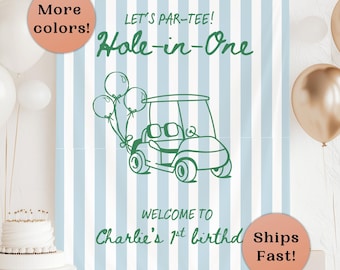 Hole in One Backdrop Personalized Golf 1st Birthday Banner Custom Golf Theme Decor First Birthday Photo Backdrop Mastered Birthday B68