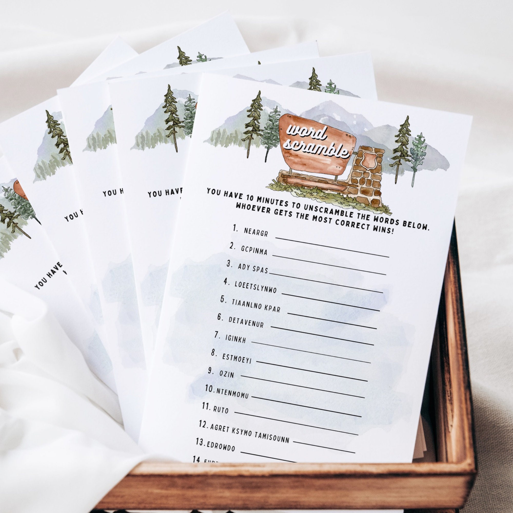 Printable Word Scramble Game National Park Theme Baby Shower Game ...