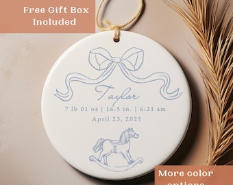 Birth Stats Ornament Birth Stats Keepsake Gift From Godparents Custom Baby Girl Boy Ornament Newborn Keepsake New Parent Christmas Gift