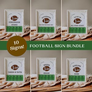 Editable Football Birthday Sign Bundle First Year Down Birthday Decor Football Theme Birthday Table Sign Boy Birthday Ideas Game Time