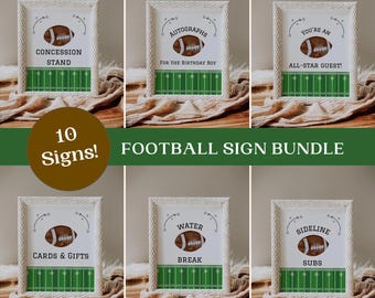 Editable Football Birthday Sign Bundle First Year Down Birthday Decor Football Theme Birthday Table Sign Boy Birthday Ideas Game Time