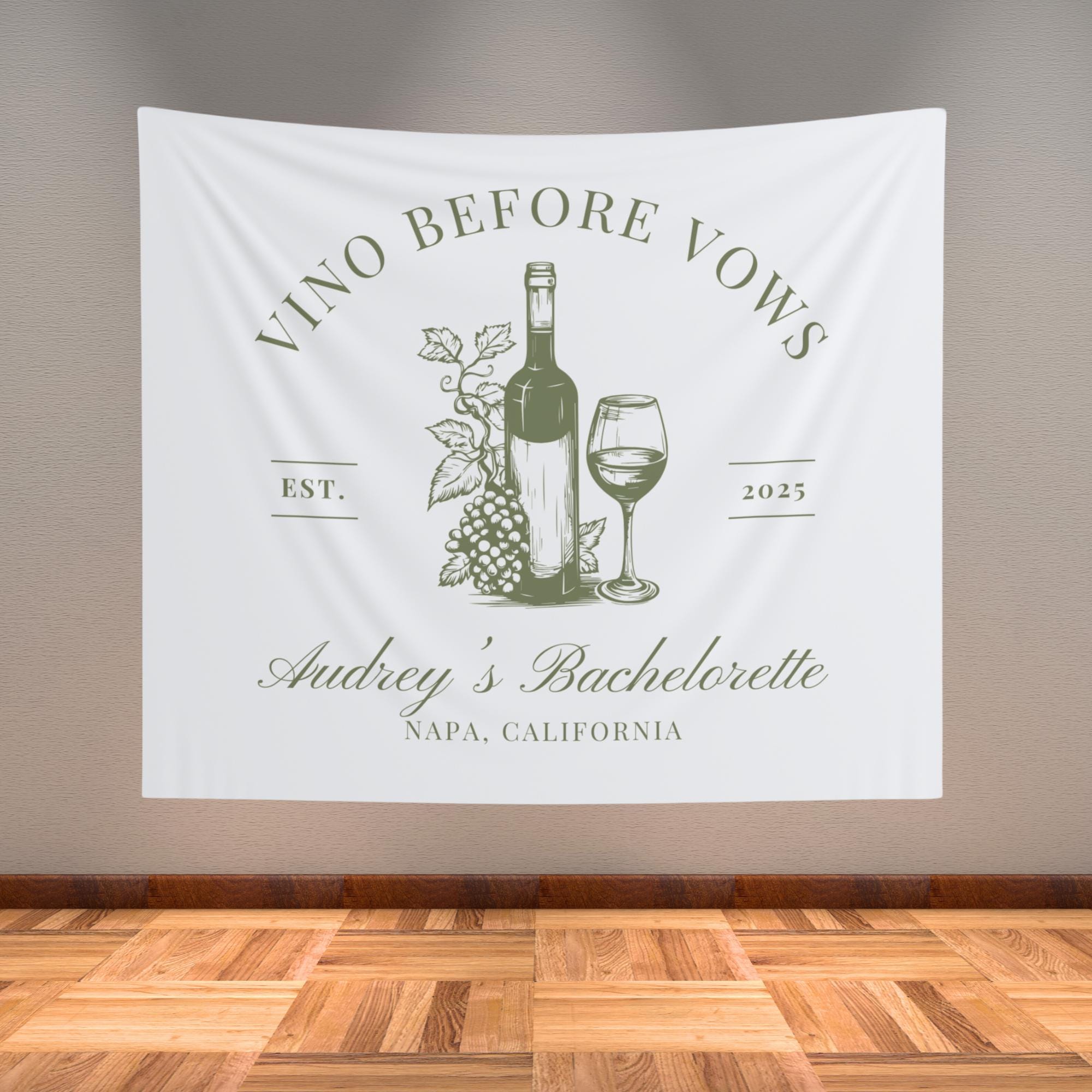 Wine Themed Bachelorette Tapestry Vino Before Vows Bachelorette Party Banner Personalized Wine Bach Weekend Decor Custom Gift Idea Bride