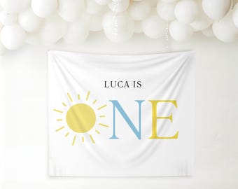 Sun 1st Birthday Custom Banner First Trip Around The Sun Birthday Decor Summer 1st Birthday Theme Ideas Sun Photo Backdrop One In the Sun