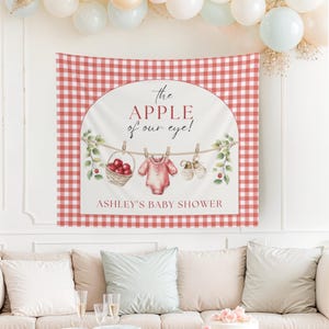 Apple Baby Shower Custom Banner The Apple of Our Eye Sign Fruit Baby Shower Backdrop Gender Neutral Fall Baby Shower Ideas Locally Grown