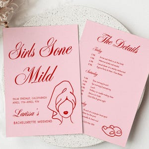 Girls Gone Mild Vrijgezellenfeest reisplan sjabloon ontspannen spa weekend uitnodigen Girls Night Bach uitnodiging Sleepover Bach Party Chill