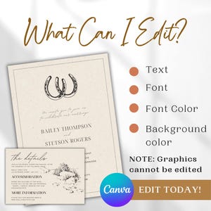 Editable Western Wedding Invitation Suite Template Desert Wedding Invitation Southwestern Wedding Invitation Minimalist Cowboy Wedding Ideas image 2