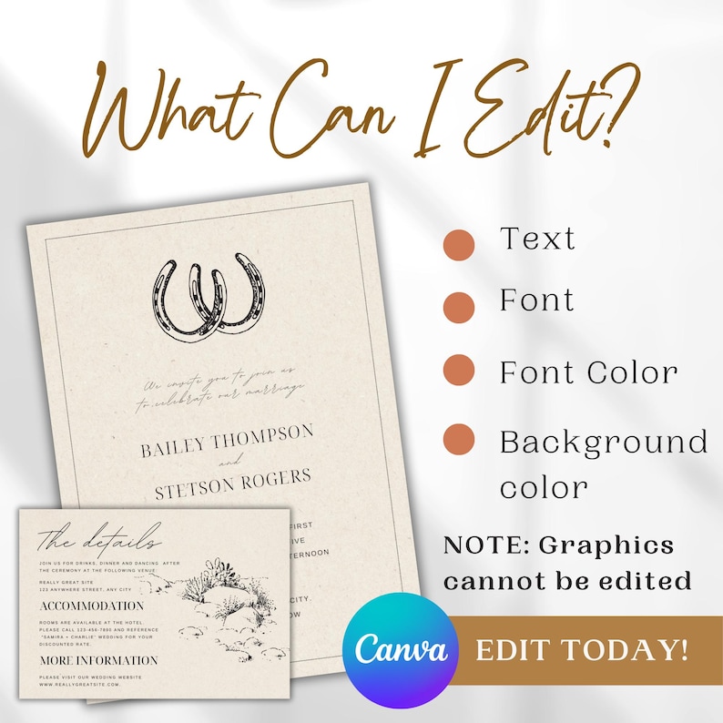 Editable Western Wedding Invitation Suite Template Desert Wedding Invitation Southwestern Wedding Invitation Minimalist Cowboy Wedding Ideas image 2