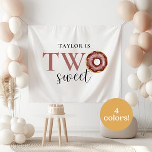 Toile de fond deux beignets sucrés, décoration de 2e anniversaire de fille
